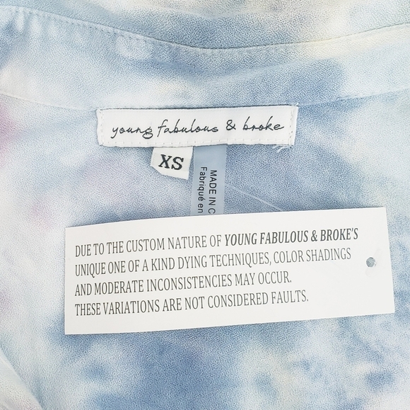 NWT Young Fabulous & Broke Stargazer Soho Tie Dye Top Blue - Picture 11 of 12